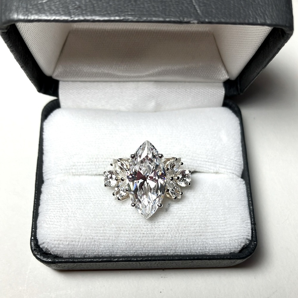 Elegant Diamonique 925 Sterling Silver Marquise Ring